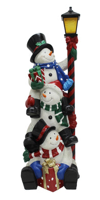 STACKING SNOWMEN LAMP POST W/50 LEDS - IN/OUTDOOR 49IN H