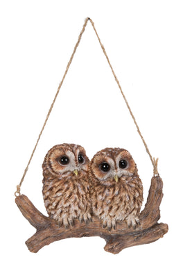 HANGING BABY OWLS ON BRANCH
