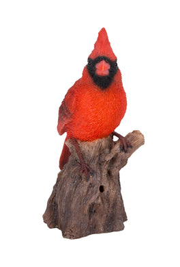 MOTION ACTIVATED SINGING CARDINAL STANDING STUMP