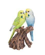 Load image into Gallery viewer, MOTION ACTIVATED SINGING COUPLE BUDGERIGAR ON STUMP
