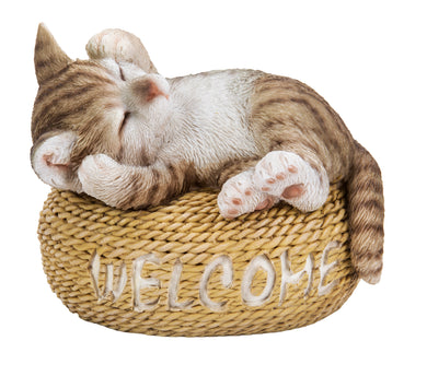 CAT W/WELCOME SIGN - GREY