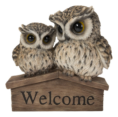 MOTHER & BABY OWL WELCOME SIGN