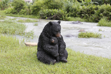 BLACK BEAR MOTHER & CHILD HUGGING - LARGE