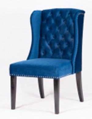 CHAIR-NAVY BLUE VELVET BUTTON-TUFTED WINGBACK DINING CHAIR