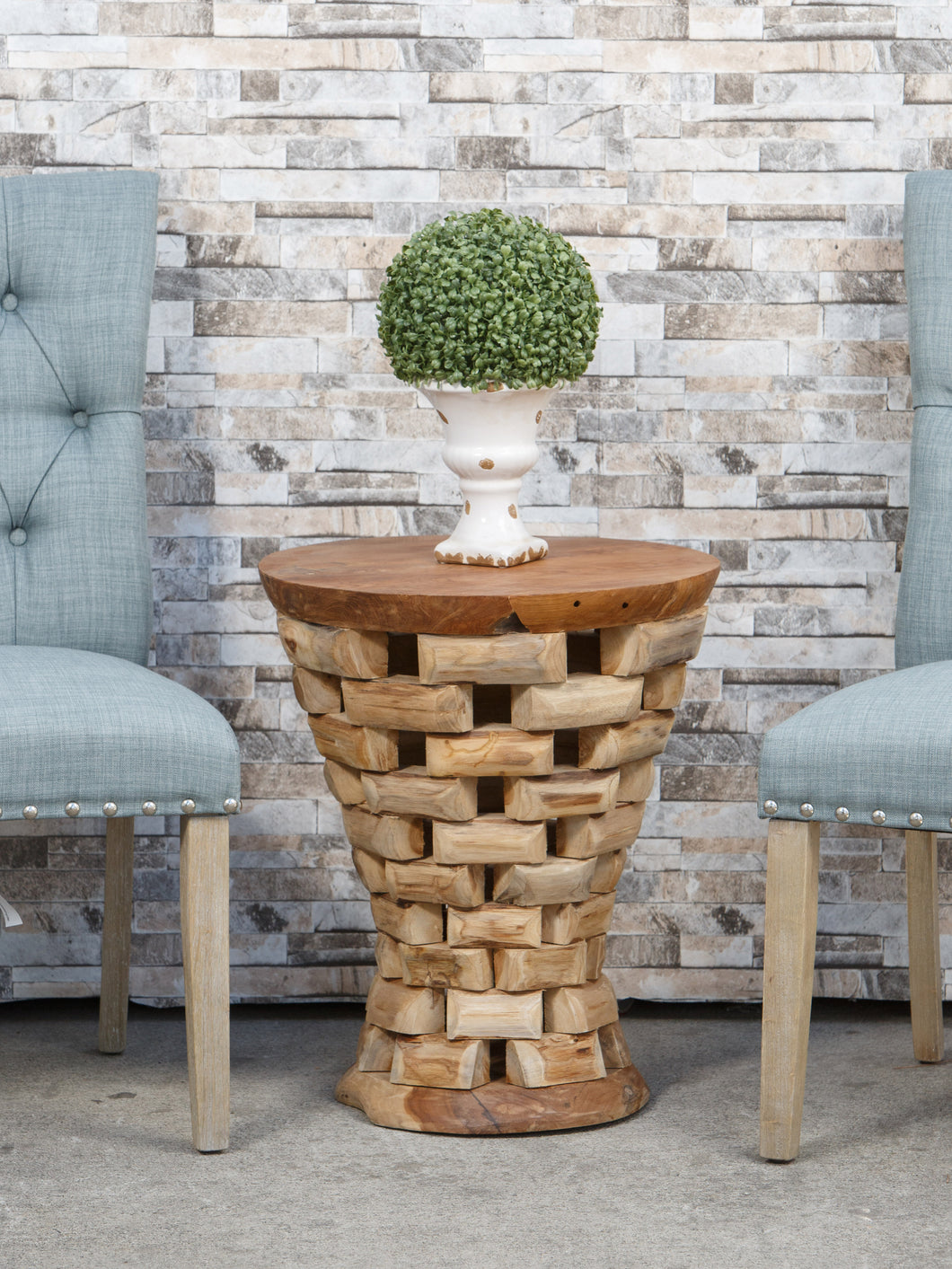 TEAK PUZZLED END TABLE