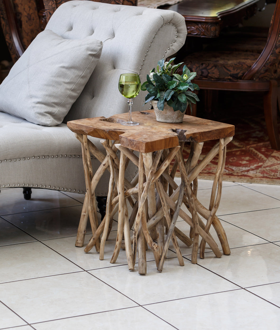 TEAK SQUARE BRANCH TABLE